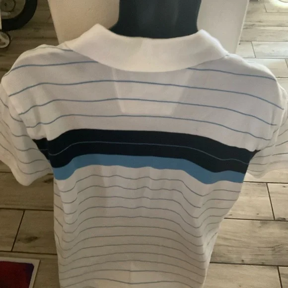 Men’s used white blue striped a bit trimmer Nautica size XL polo shirt - Picture 5 of 5